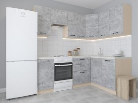 Модульная угловая кухня 1,4м*2,1м Лада (цемент) в Сосновоборске - sosnovoborsk.mebel-nsk.ru | фото